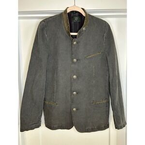OS Trachten Mens Traditional German Alpine Jacket Charcoal Grey Cotton Size 46